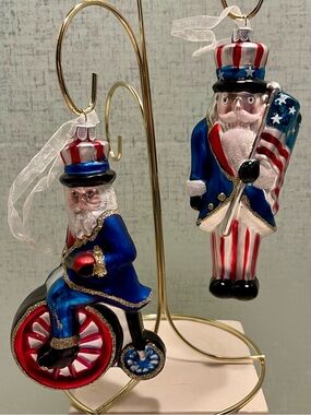 NEW Patriotic Uncle Sam Holiday Ornament BUNDLE- Red White and Blue Americana